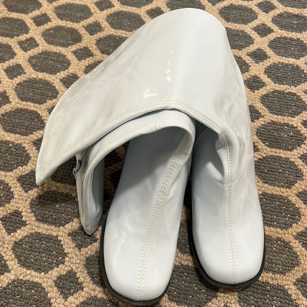 White/Baby Blue Tall GoGo Boots - Size 7